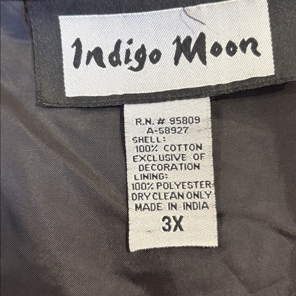 90s INDIGO MOON COTTON RED & BLK FUNKY BOHO BEAD & YARN EMBELLISHED BLAZER SZ 3X - Picture 8 of 8